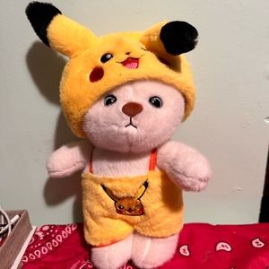 Pikachu suit stuffed bear